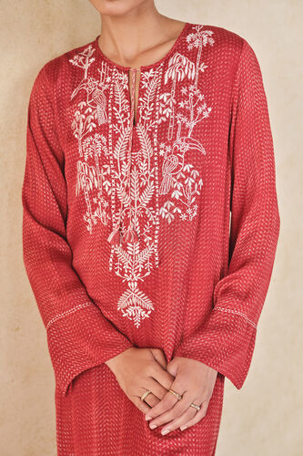 Rouge Handcrafted Ajrakh Kaftan - Red, Red, image 4